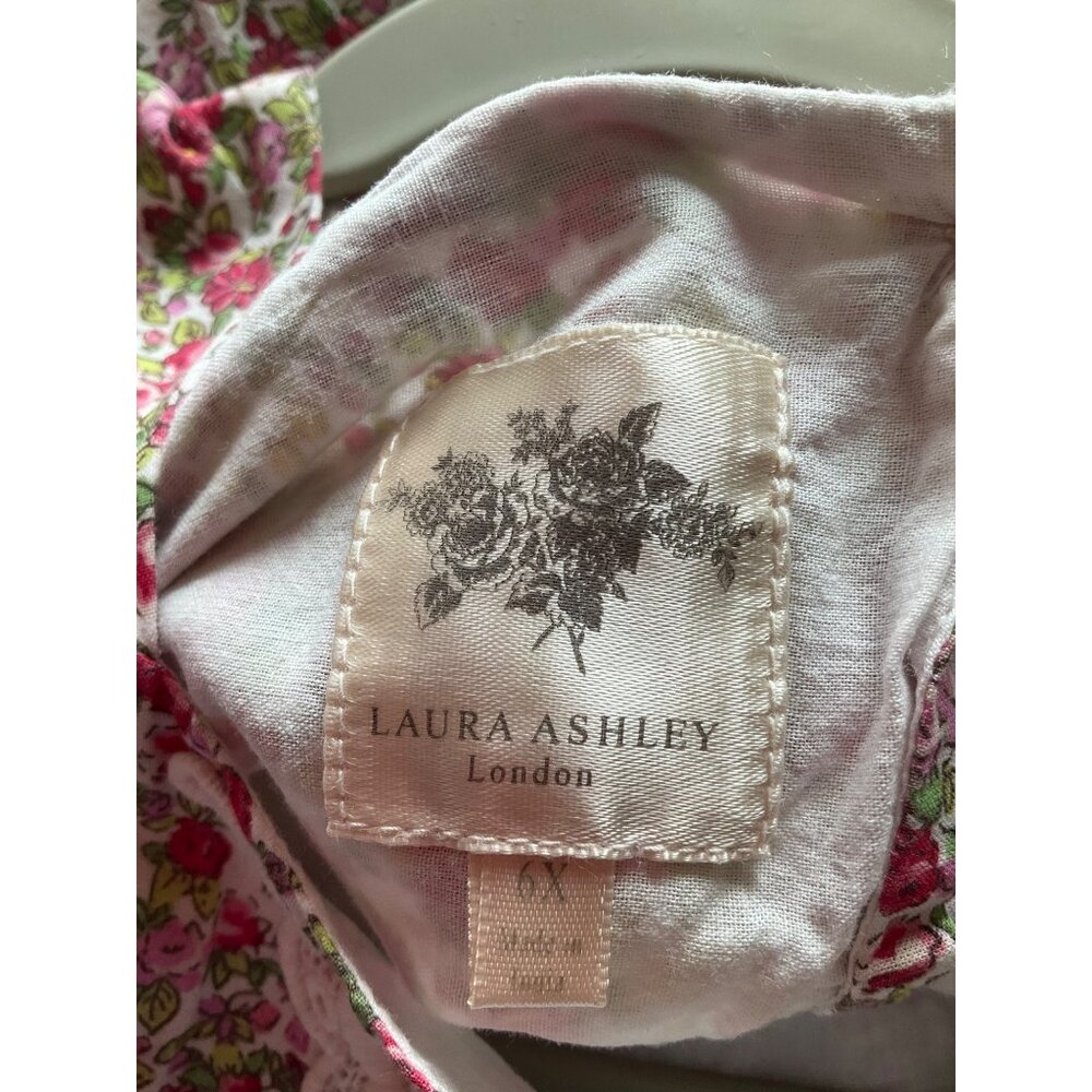 Laura Ashley Girl 6X Ditsy Floral Dress Embroidered Lace Butterfly Tulle Hem Lin - Picture 12 of 15